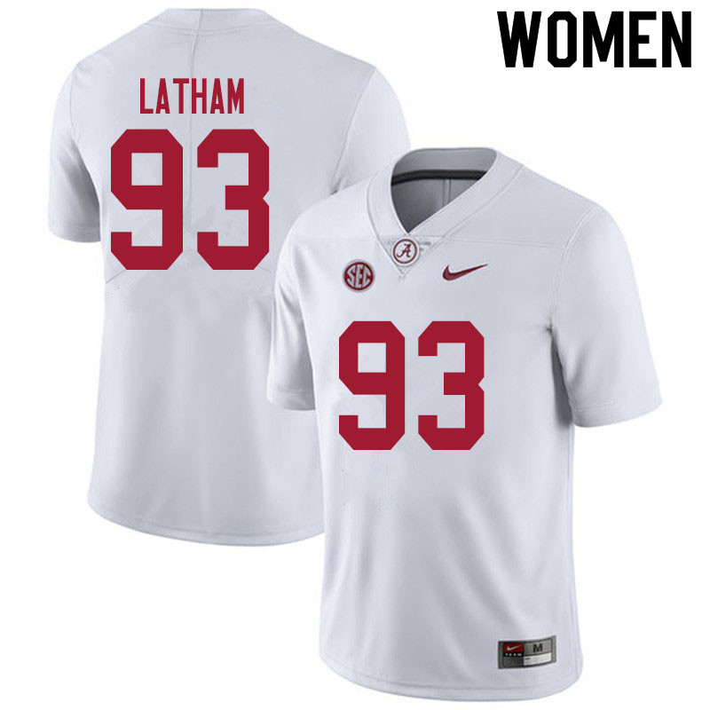 Women #93 Jah-Marien Latham Alabama White Tide College Football Jerseys Sale-White